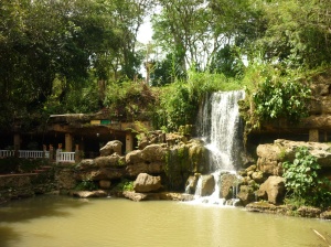 Next to the house, there is a waterfall and a discoteque inside a cave